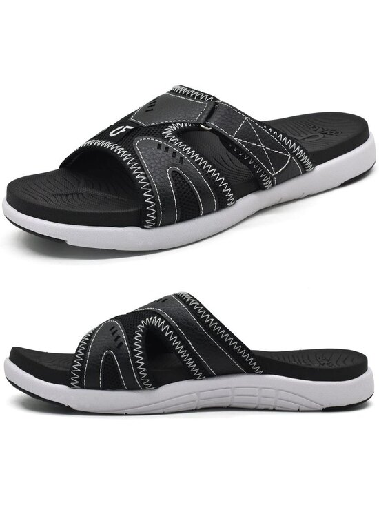 Men\'s Black Sport Recovery Sandals Plantar Fasciitis Soft Cushion Lightweight main image 2